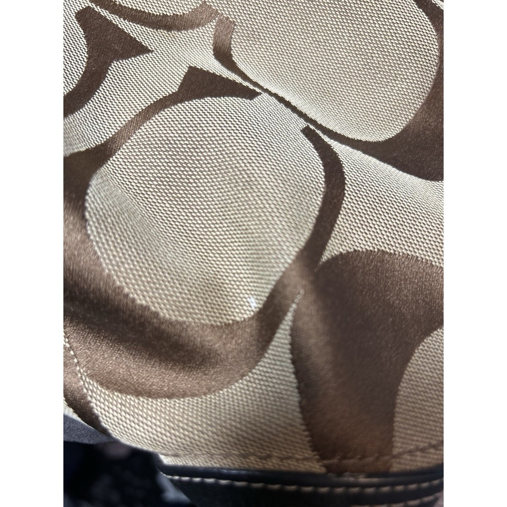 Coach Signature C Jacquard Hobo Shoulder Bag Brown Black Leather Y2K Dust Bag - Picture 7 of 8